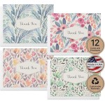 Twigs Paper Thank You Card Set - 12 Assorted Greeting Cards For All Occasions