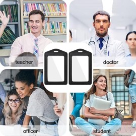 2 Pcs Genuine Leather ID Badge Holder